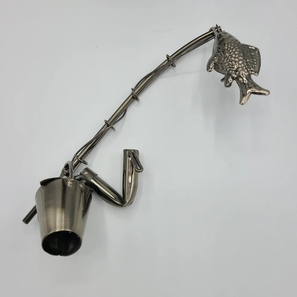 Handcrafted Metal Fisherman Wine Bottle Holder